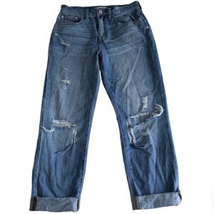 Madewell Size 28 The Perfect Vintage Jean Distressed Ripped Knee Blue Denim